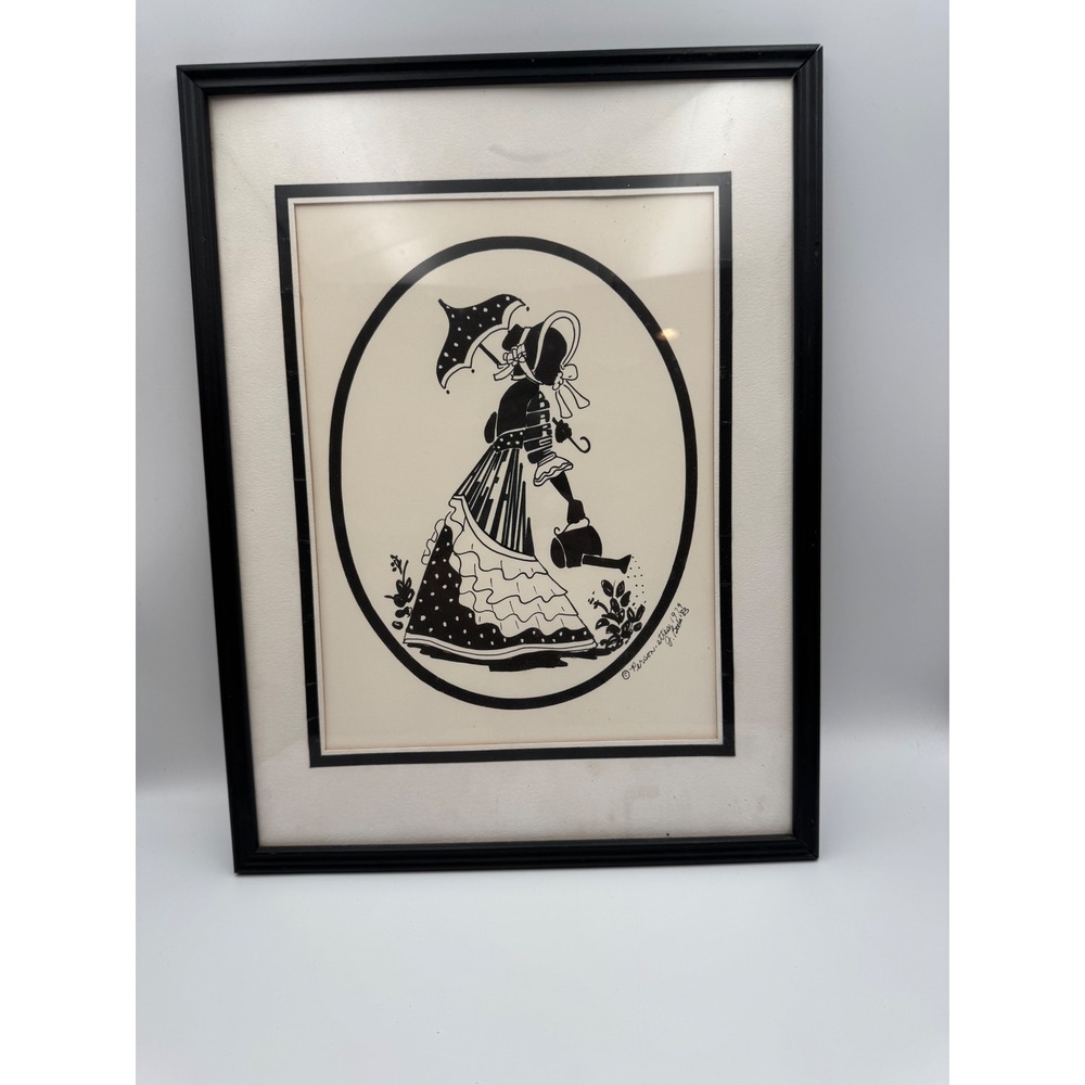 Vintage Person-ettes Judy Beebe Silhouette Art Framed 1983 Nashville Victorian